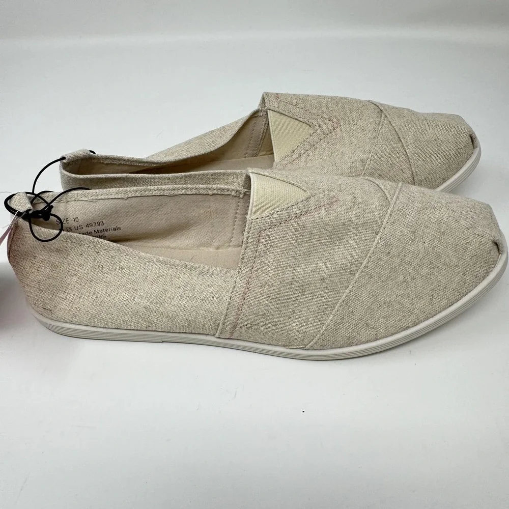 Serra Shoes Womens Size 10 Beige Canvas Slip On Flats Casual Lightweight Travel